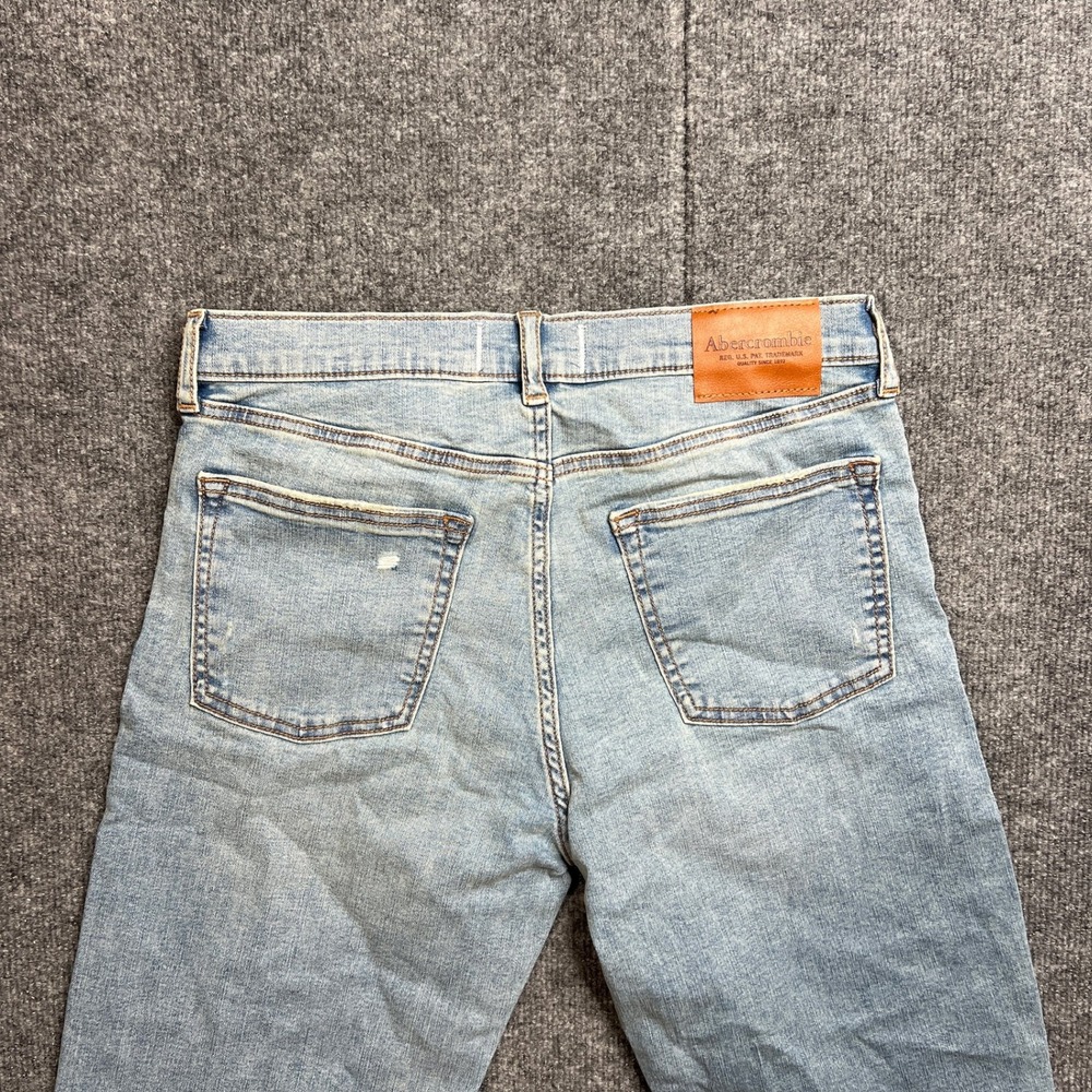 NWT Abercrombie Kids Straight Jeans Size 15/16 Short Light Wash Distressed‎ Blue - Picture 3 of 15